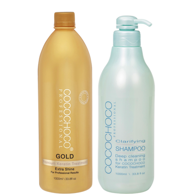 Trattamento della cheratina d'oro 1000 ml e shampoo chiarificante 1000 ml