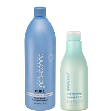 Cocochoco Set Treatment per capelli cheratina pura 1000 ml e shampoo chiarificante