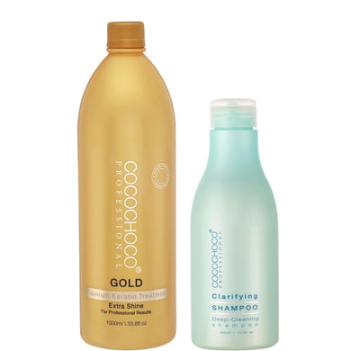 Trattamento della cheratina d'oro Cocochoco 1000 ml e shampoo chiarificante 400 ml 