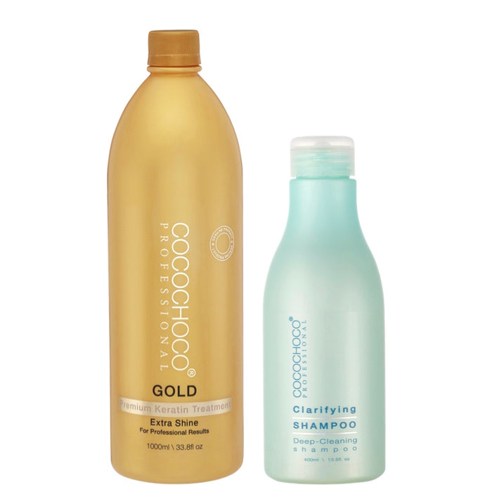cocochoco Gold keratin treatment 1000 ml & Clarifying Shampoo 400 ml 
